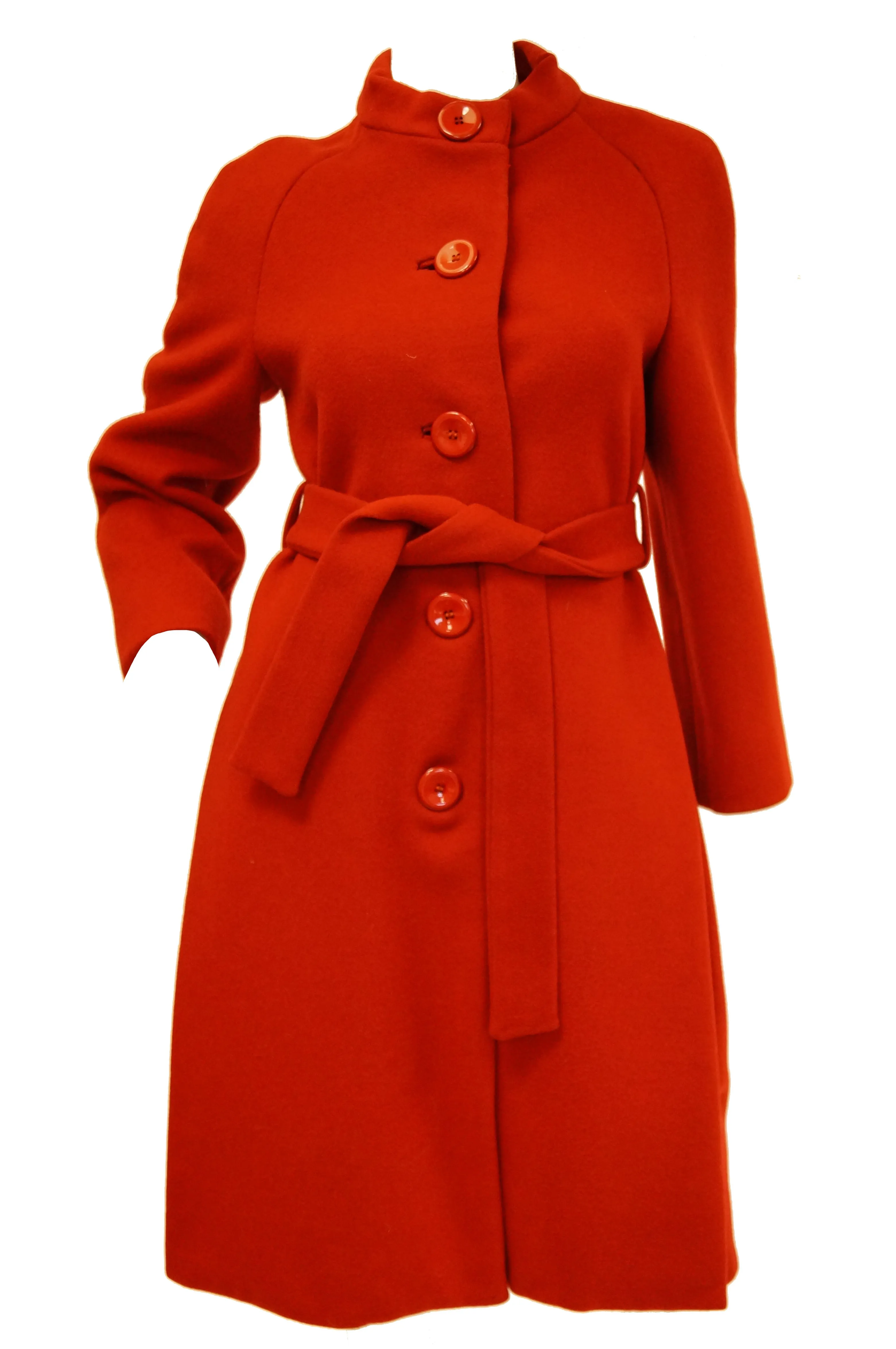 1960s Rodrigues Poppy Red Wool Mod Coat