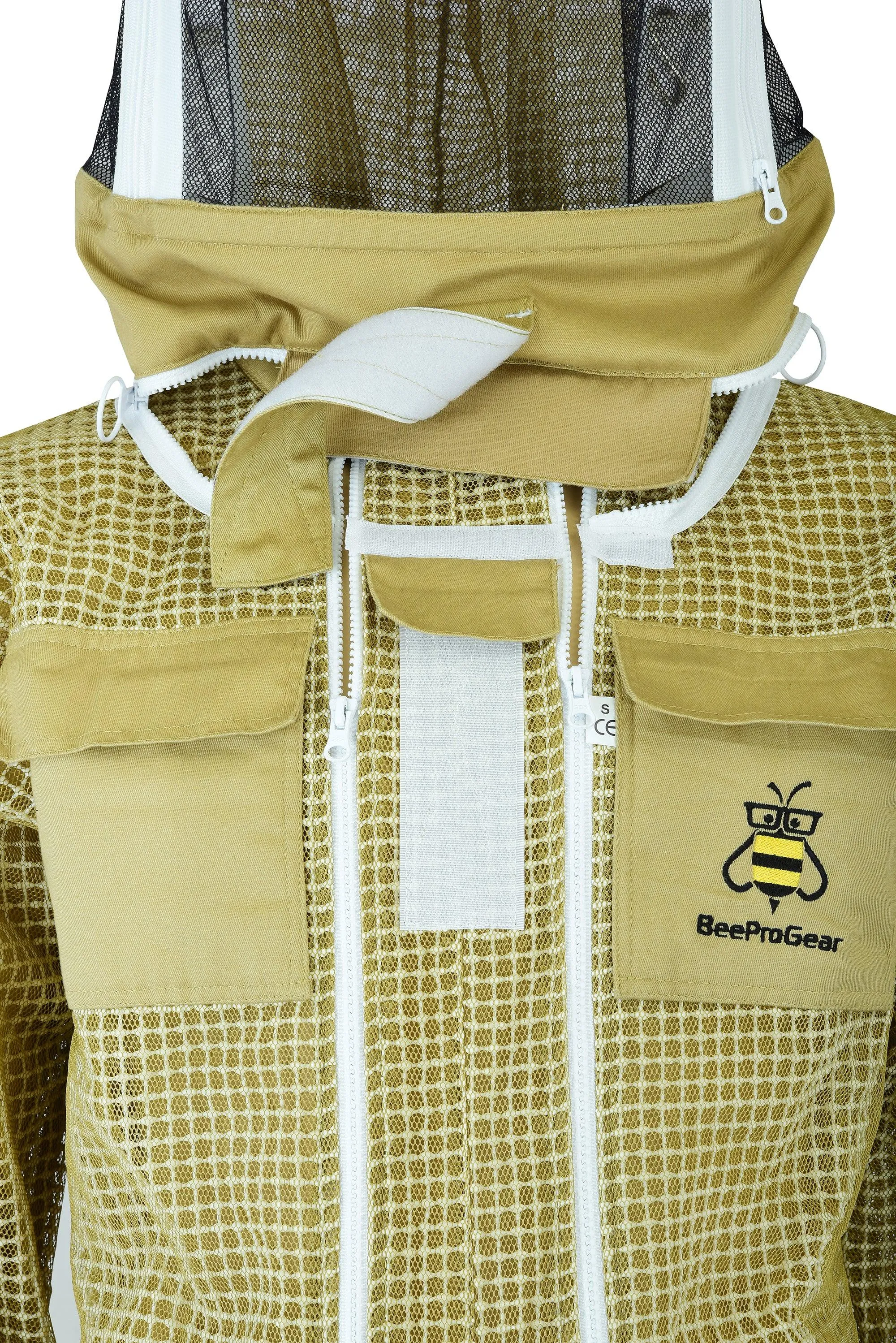 3-Layer Ultra Ventilated Beekeeping Suit with Fencing Veil | Breathable Sting-Proof Protection | Khaki