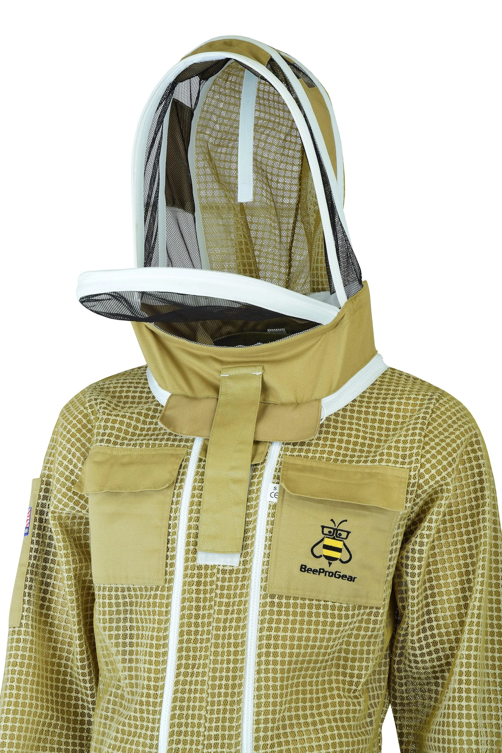 3-Layer Ultra Ventilated Beekeeping Suit with Fencing Veil | Breathable Sting-Proof Protection | Khaki