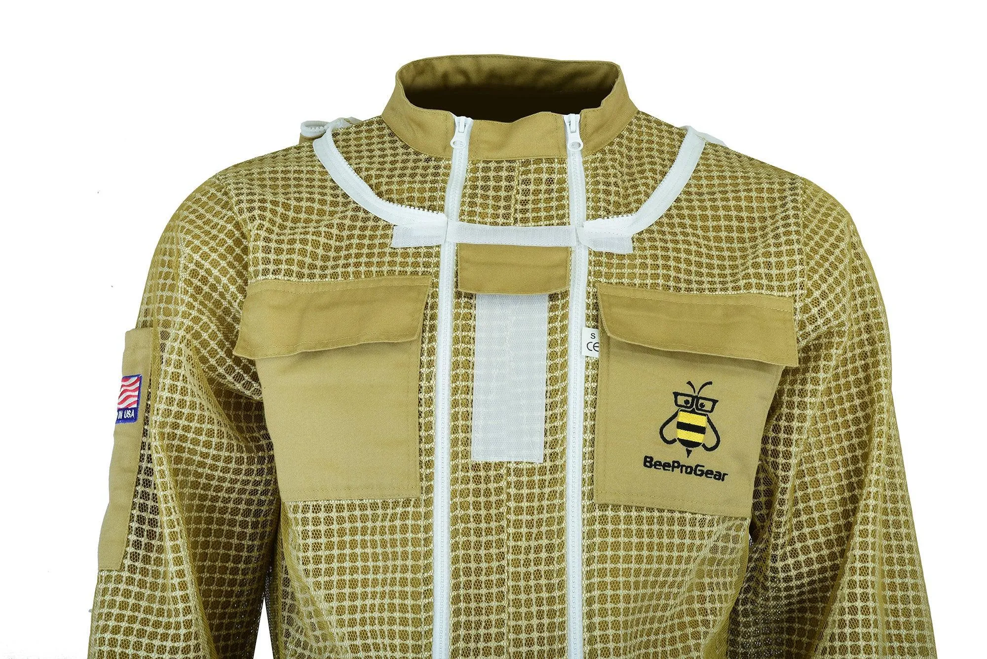 3-Layer Ultra Ventilated Beekeeping Suit with Fencing Veil | Breathable Sting-Proof Protection | Khaki