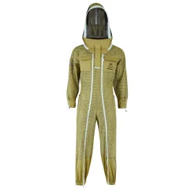 3-Layer Ultra Ventilated Beekeeping Suit with Fencing Veil | Breathable Sting-Proof Protection | Khaki