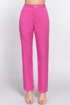 ACTIVE BASIC High Waist Straight Twill Pants