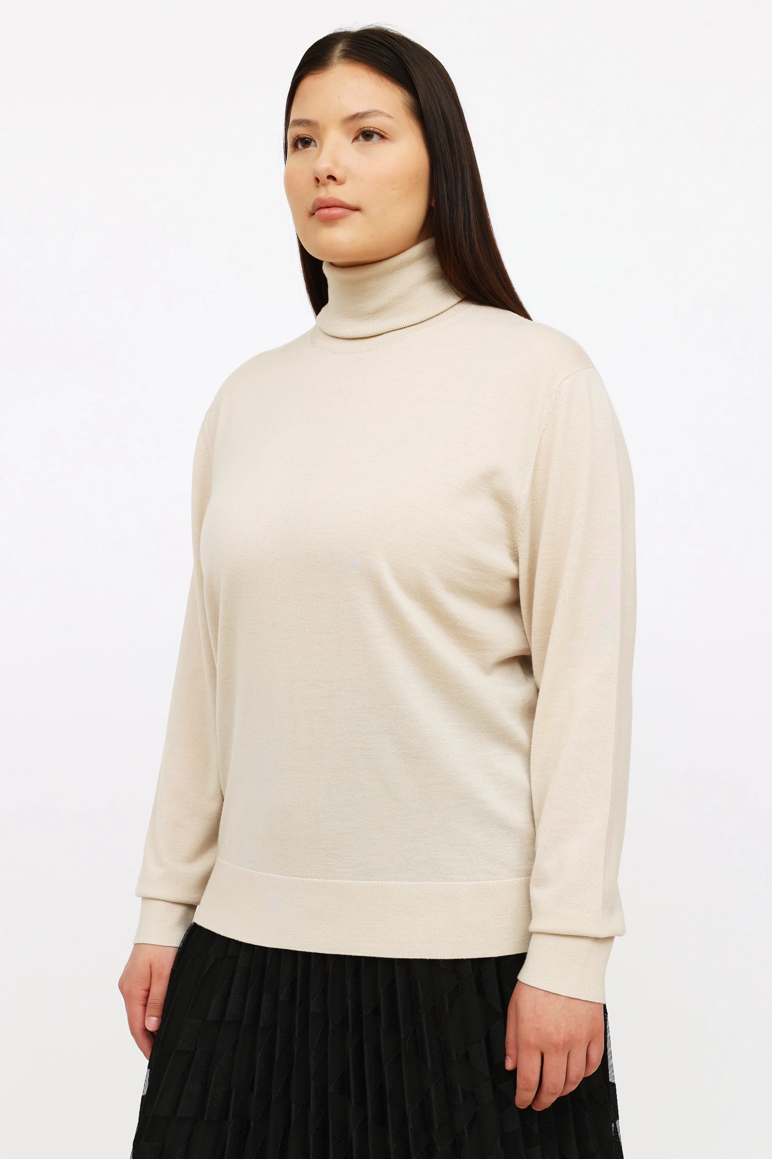 Beige Wool Knit Sweater