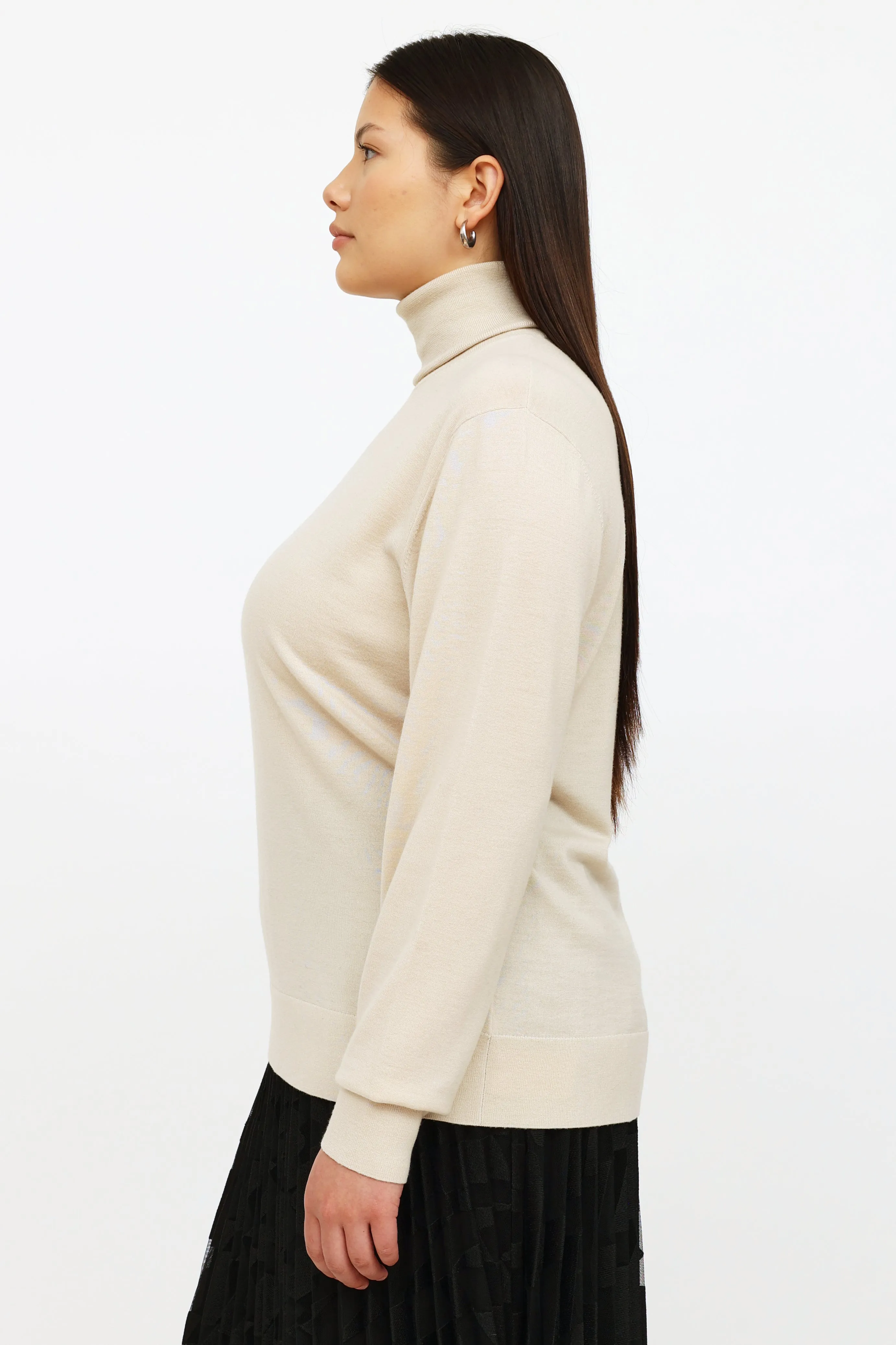 Beige Wool Knit Sweater