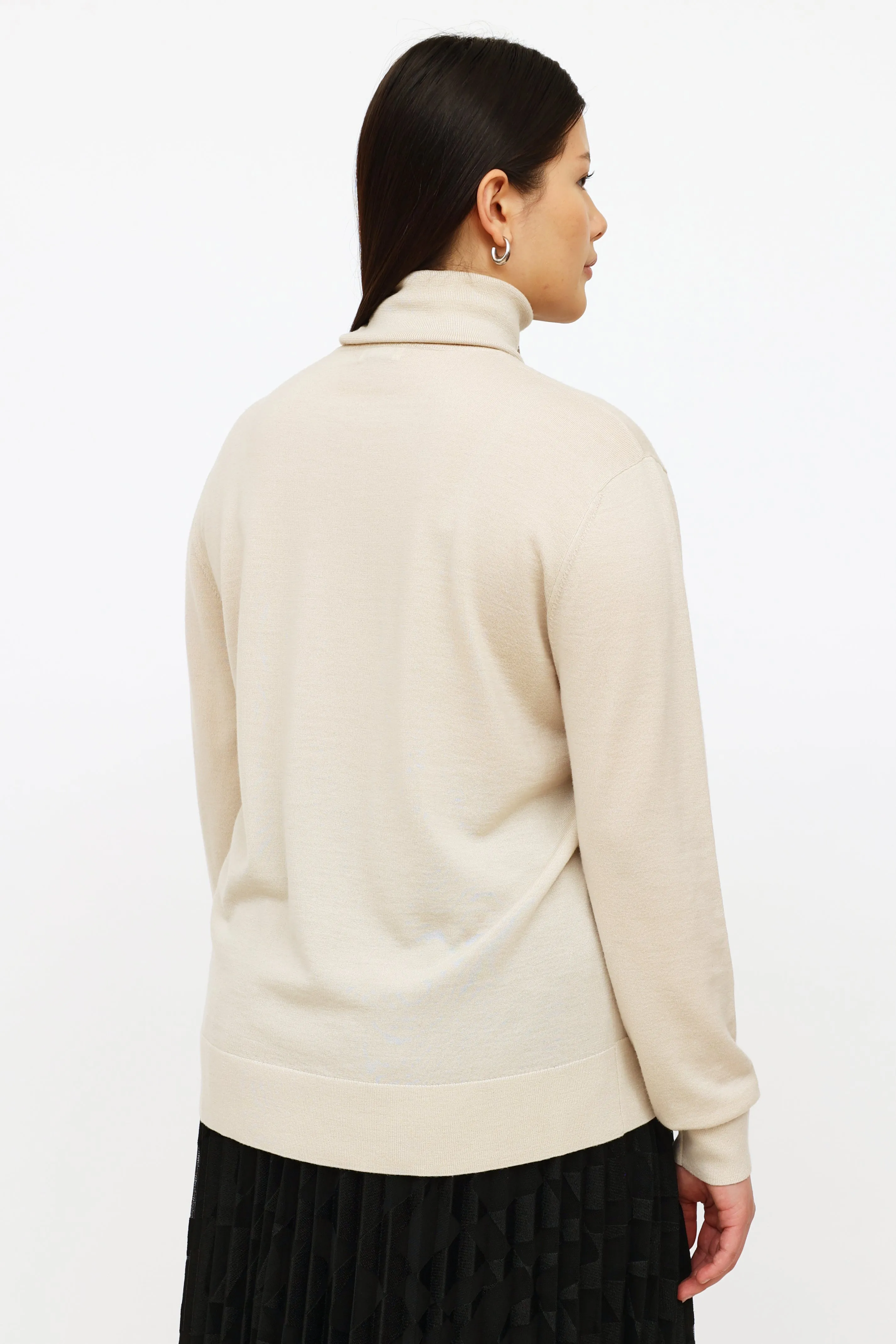 Beige Wool Knit Sweater