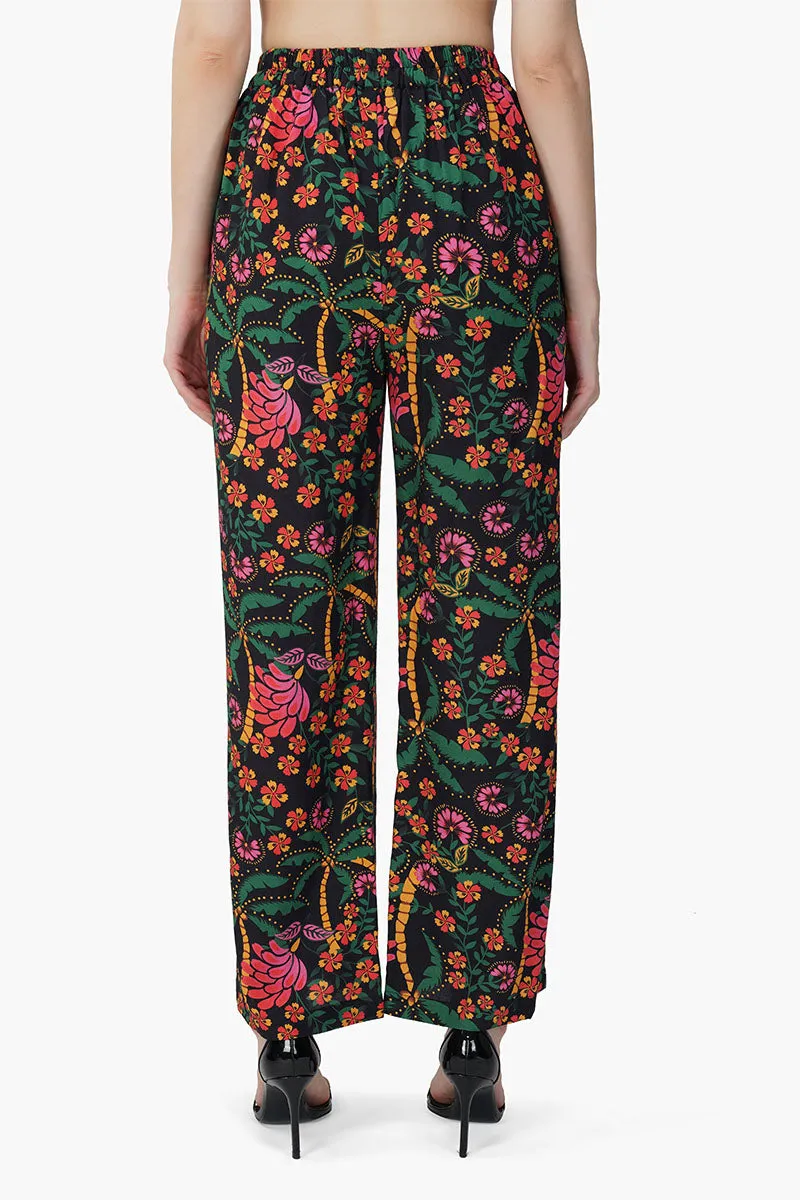 Black Autumn Flora Pants