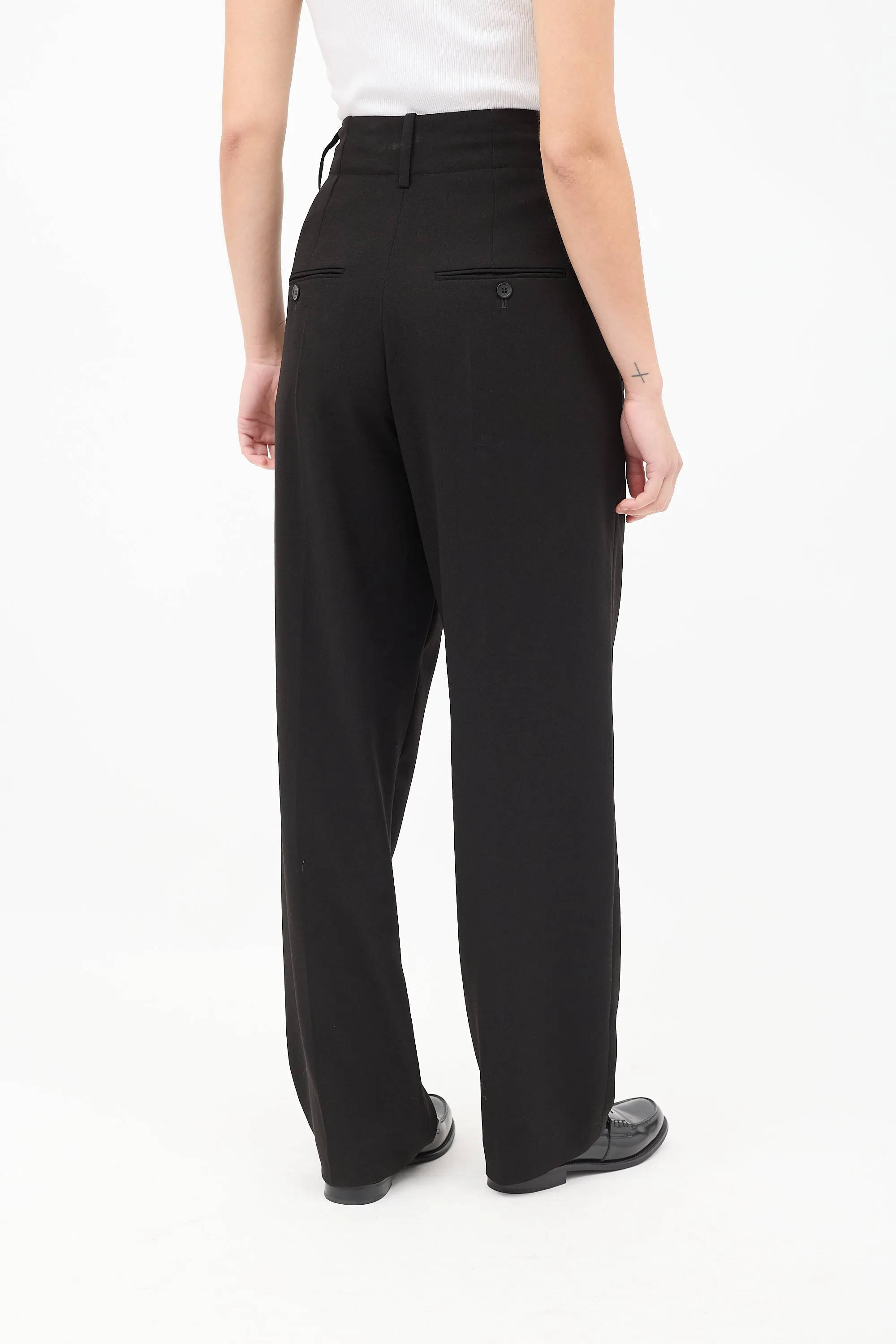 Black High Waist Straight Leg Trouser