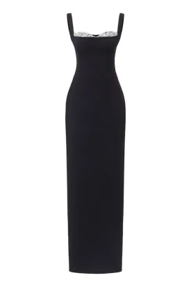 BLACK JENSEN CRYSTAL BODYCON DRESS