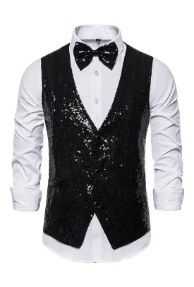 Black Mini-Sequin Waistcoat