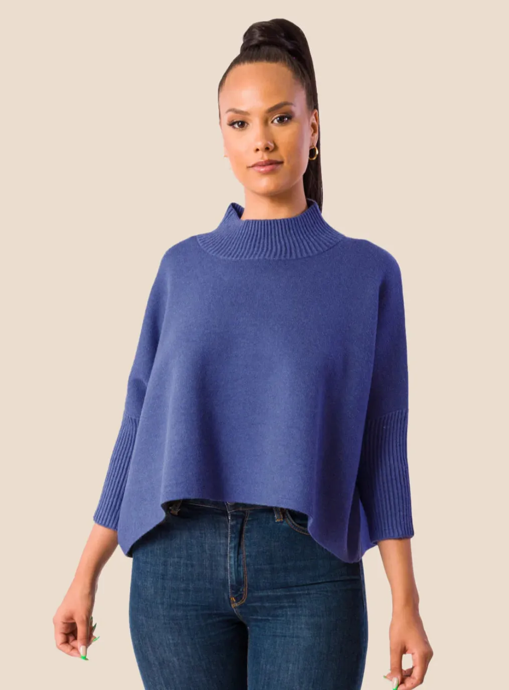 Blue Melange Aja Crop Sweater