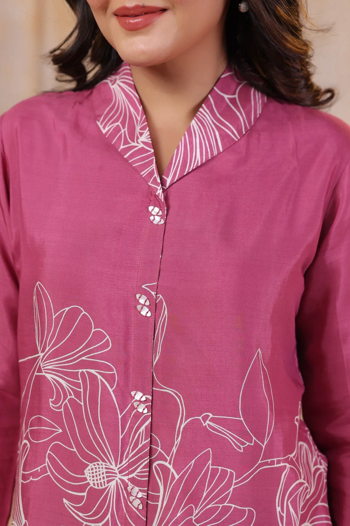 Blush Bloom Elegance Muslin Silk Shirt