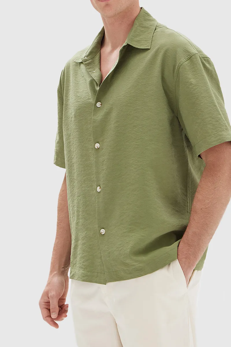 Brook Silk Short Sleeve Shirt - Pandan