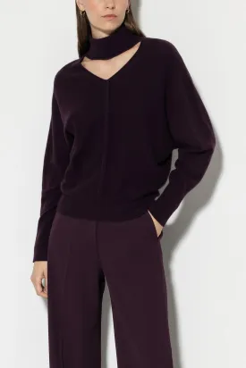 Burgundy Cut-Out Cashmere Blend Sweater