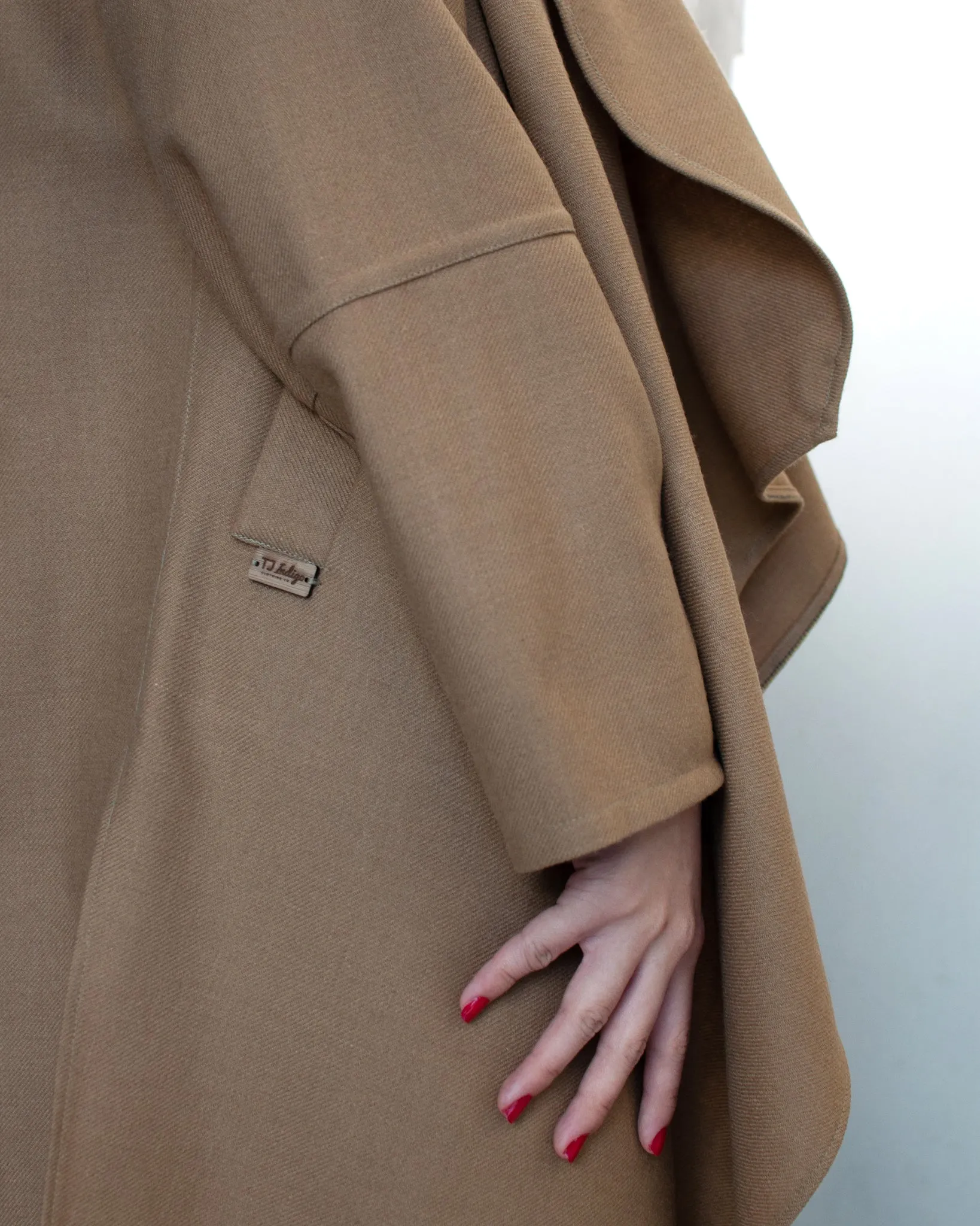 Camel Wool Coat With Wraparound Collar