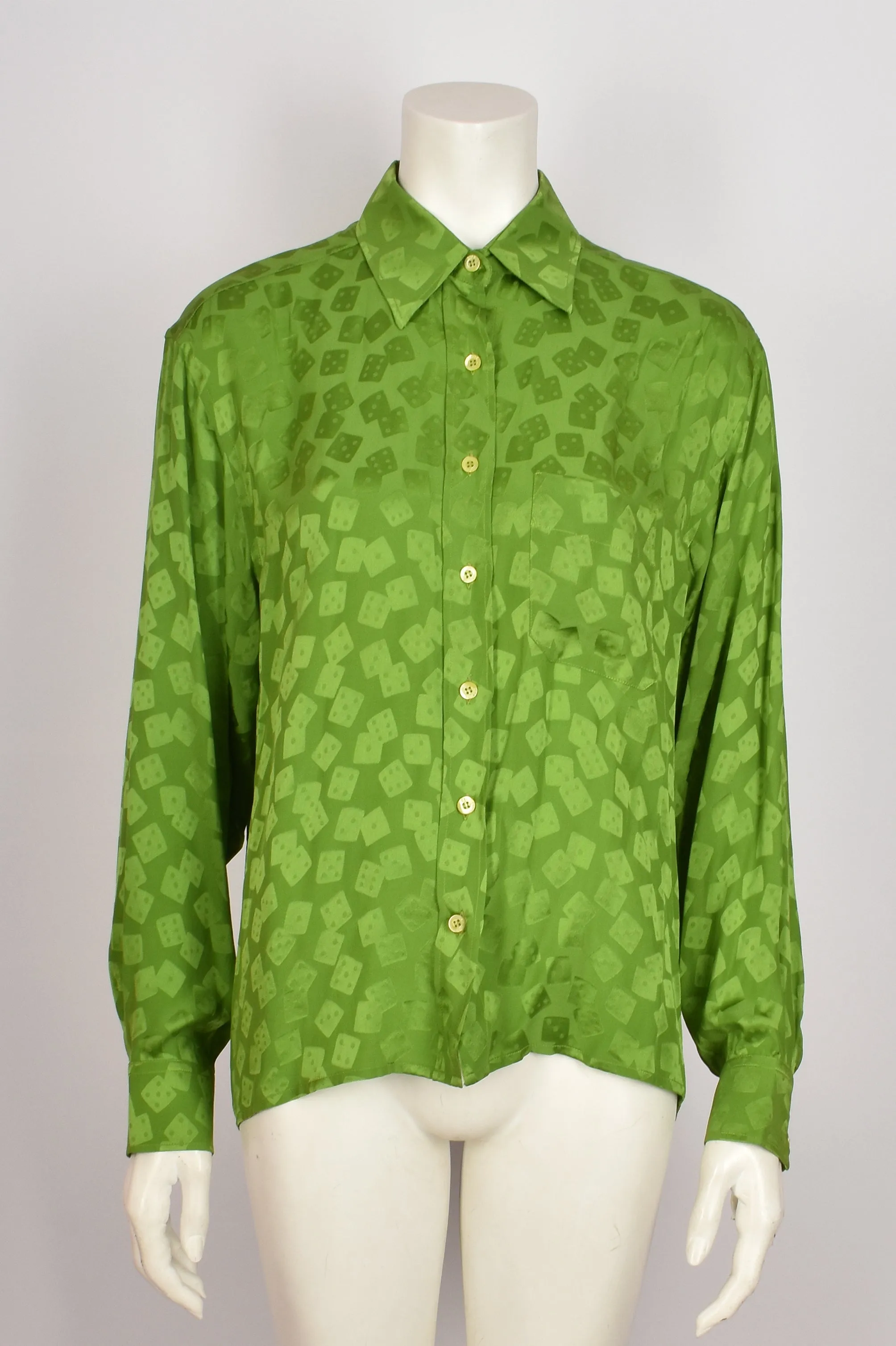 CELINE GREEN SILK SHIRT