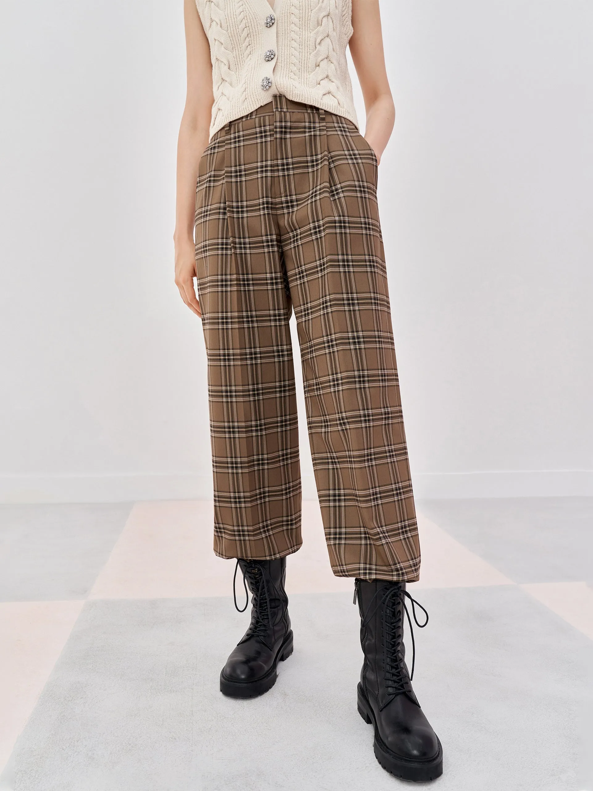 Checkered Straight Pants