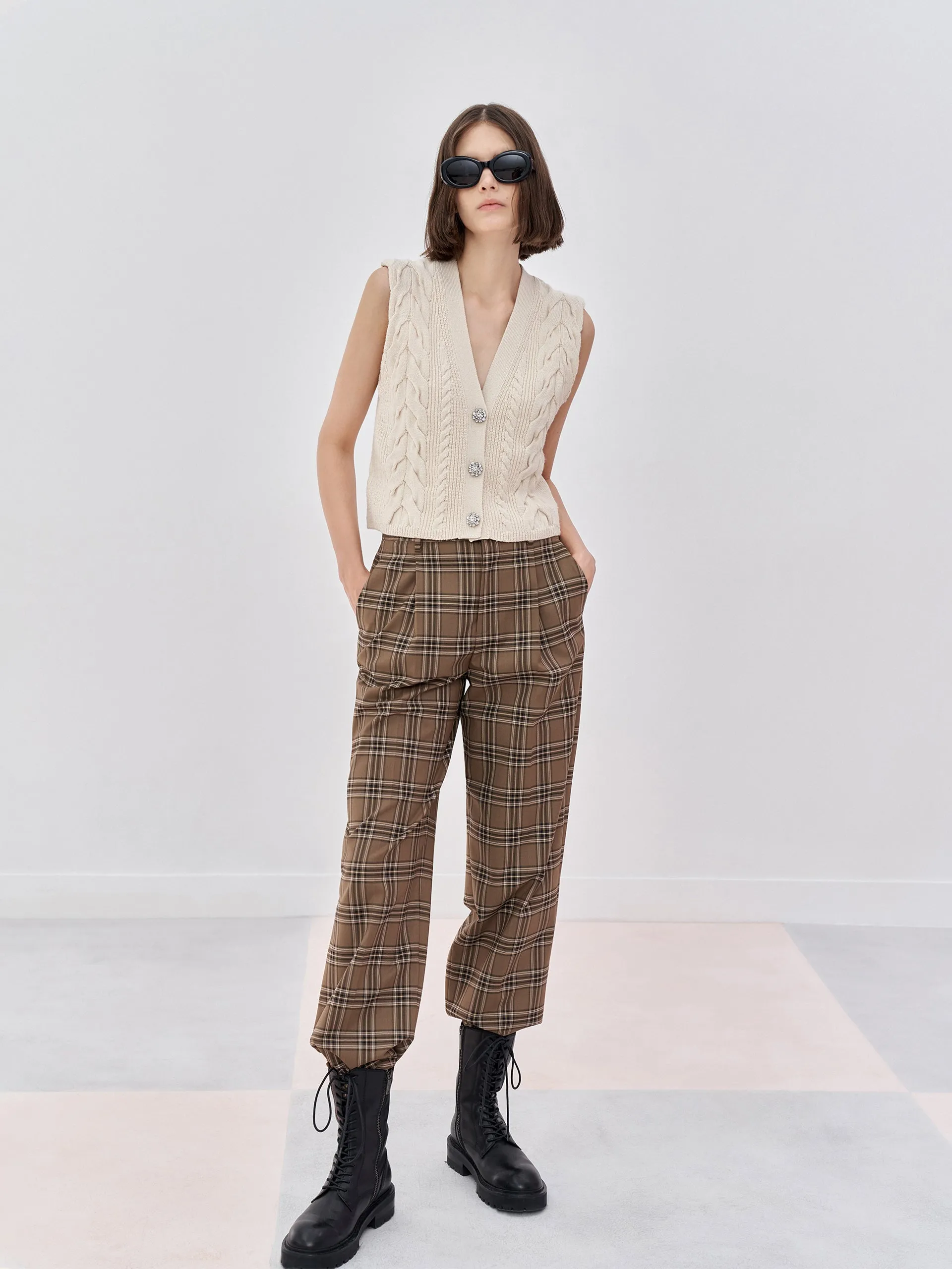 Checkered Straight Pants