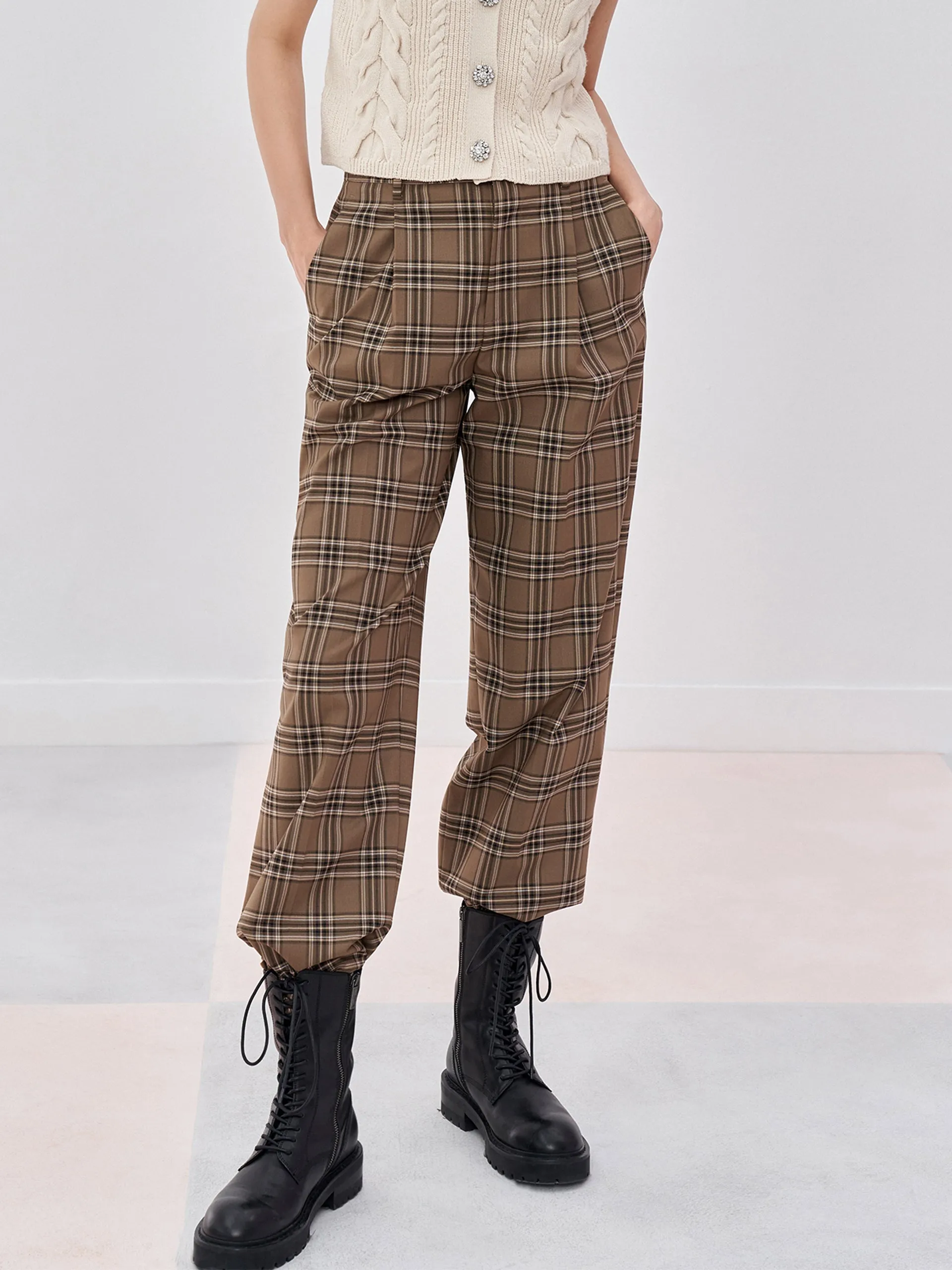 Checkered Straight Pants