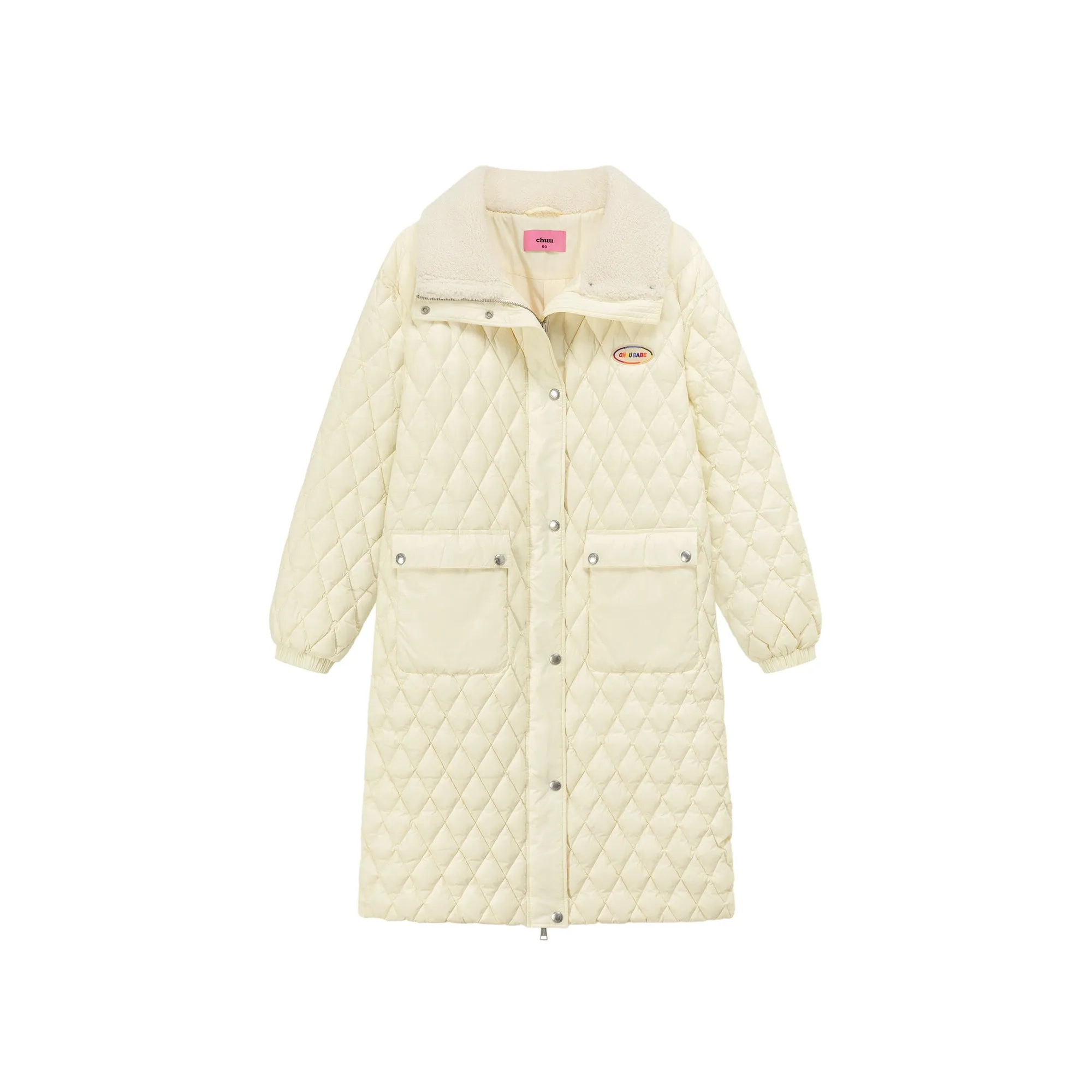 Collar Quilted Padded Long Coat