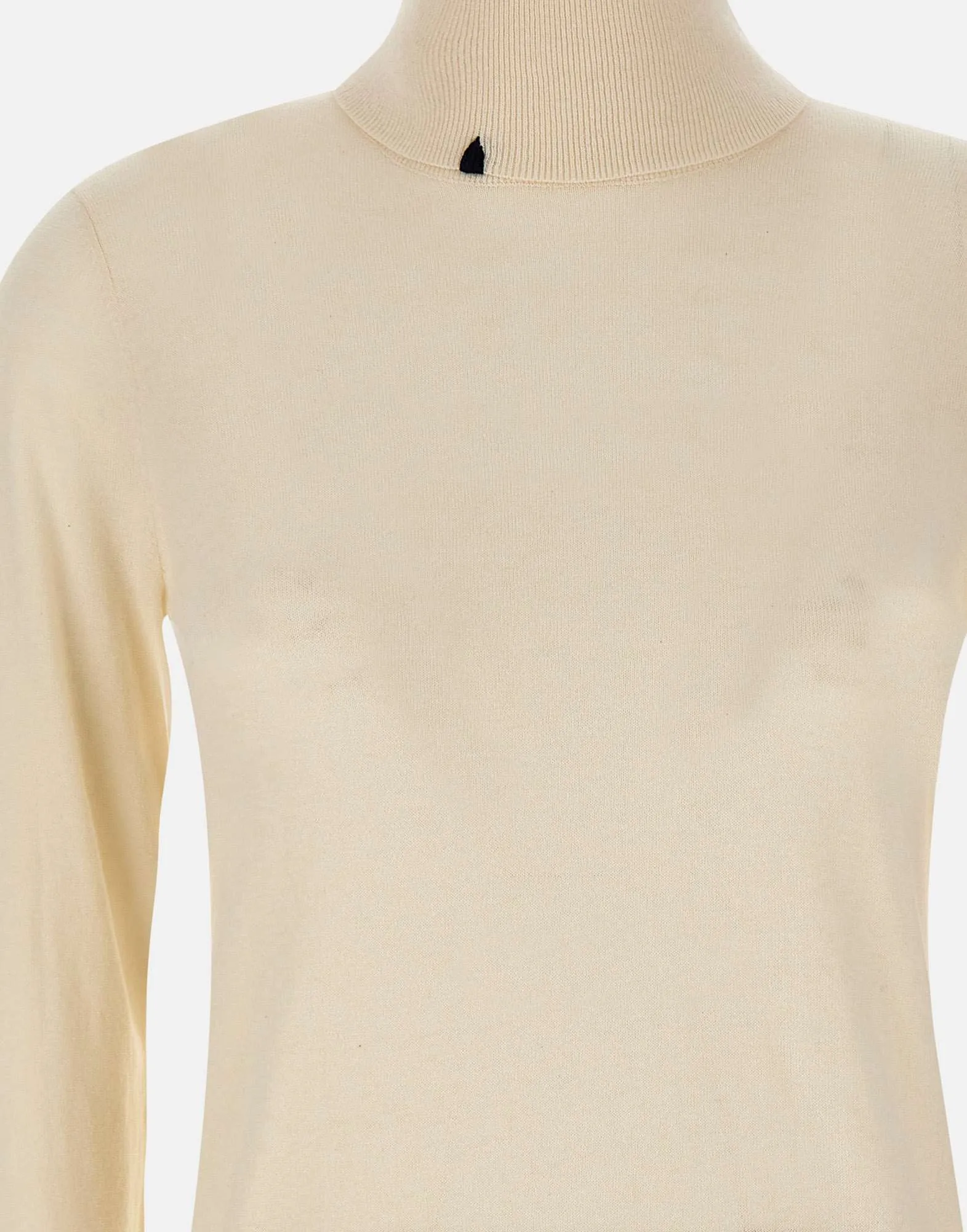 Cream Turtleneck Wool and Cotton Sweater