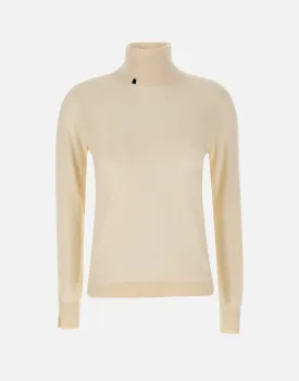 Cream Turtleneck Wool and Cotton Sweater