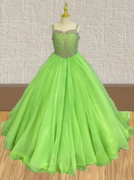 Custom Made Flower Girls Sparkly Green Pageant Dress