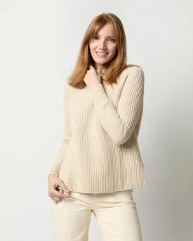 Dana Shaker-Stitch Turtleneck Sweater in Wheat Cashmere