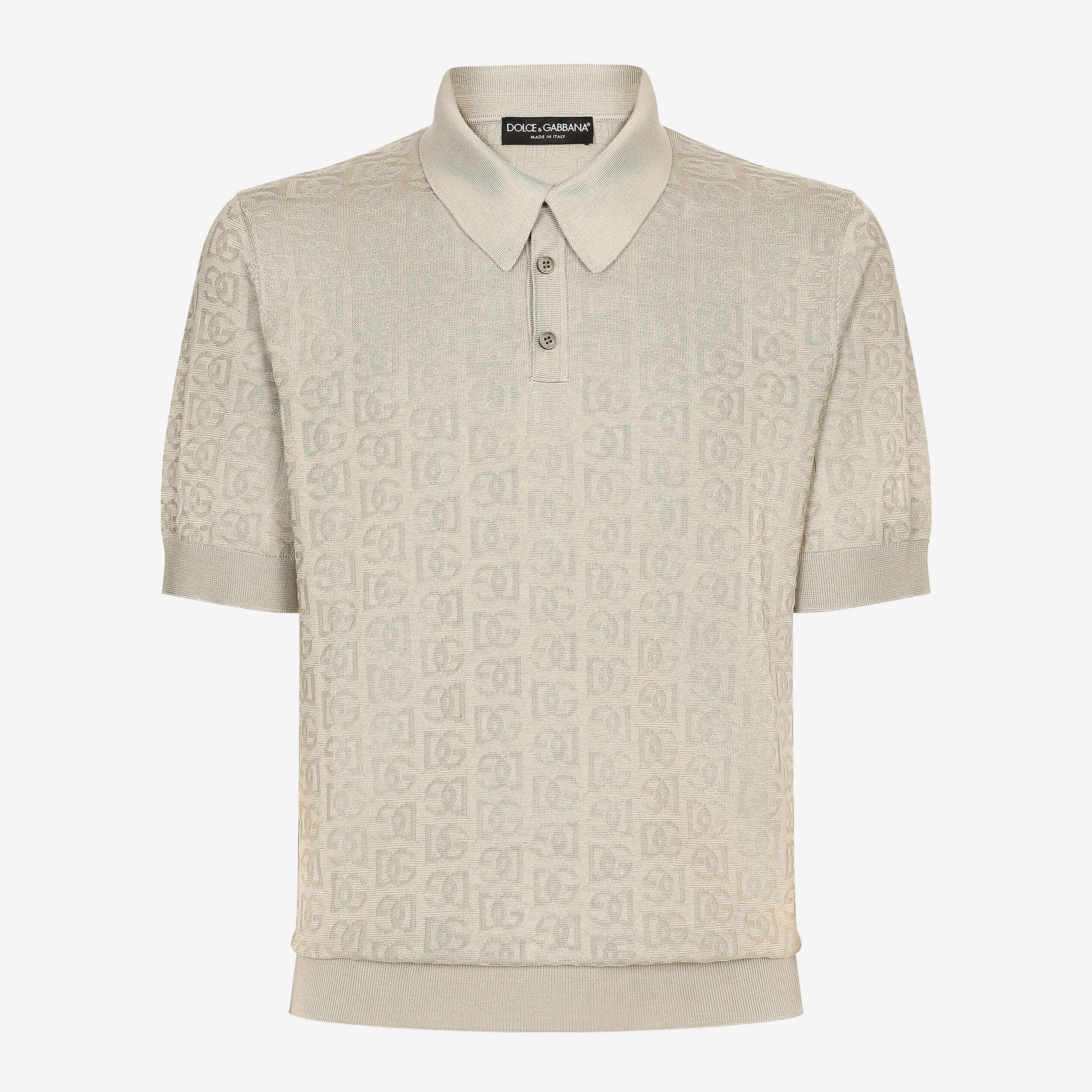 Dolce & Gabbana DG Logo Silk Jacquard Polo Shirt