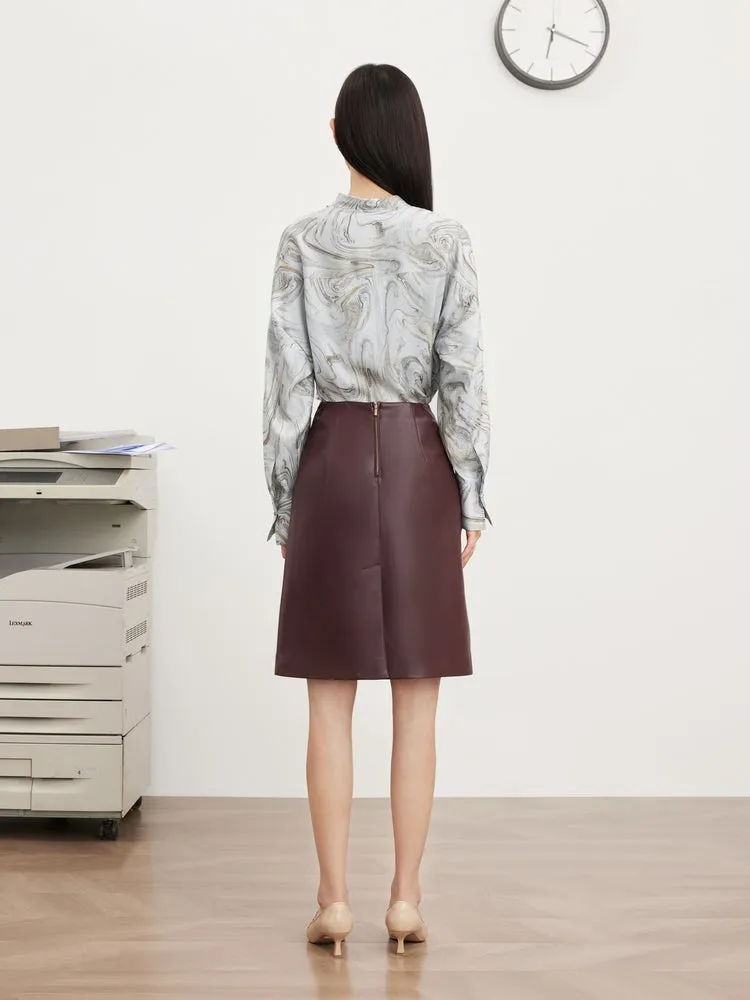 EP YAYING PU Leather High-Waisted Mini Skirt