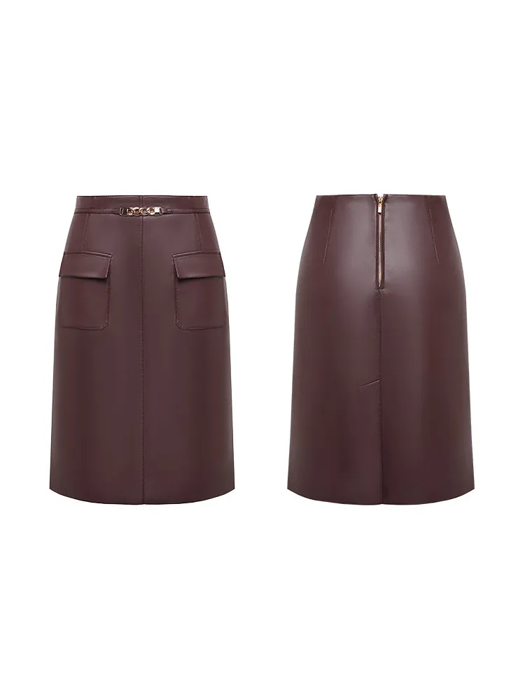 EP YAYING PU Leather High-Waisted Mini Skirt