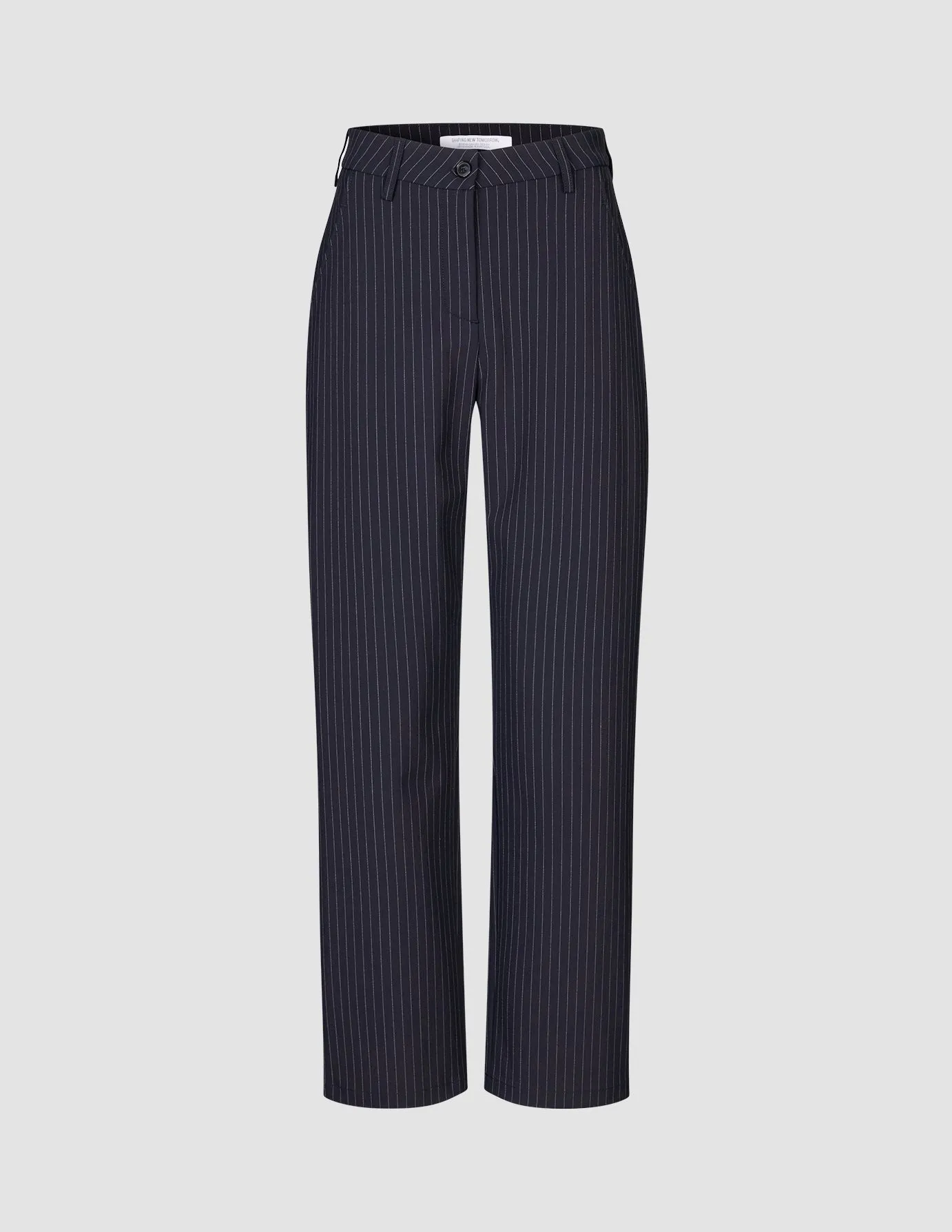 Essential Pants Straight Navy Pinstripe