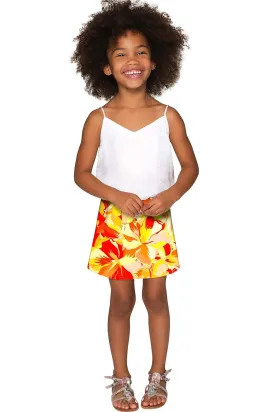 Flaming Hibiscus Aria A-Line Skirt - Girls