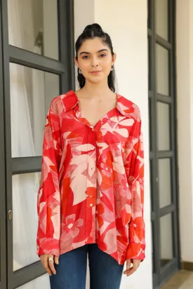 Floral Flame Russian Silk Shirt