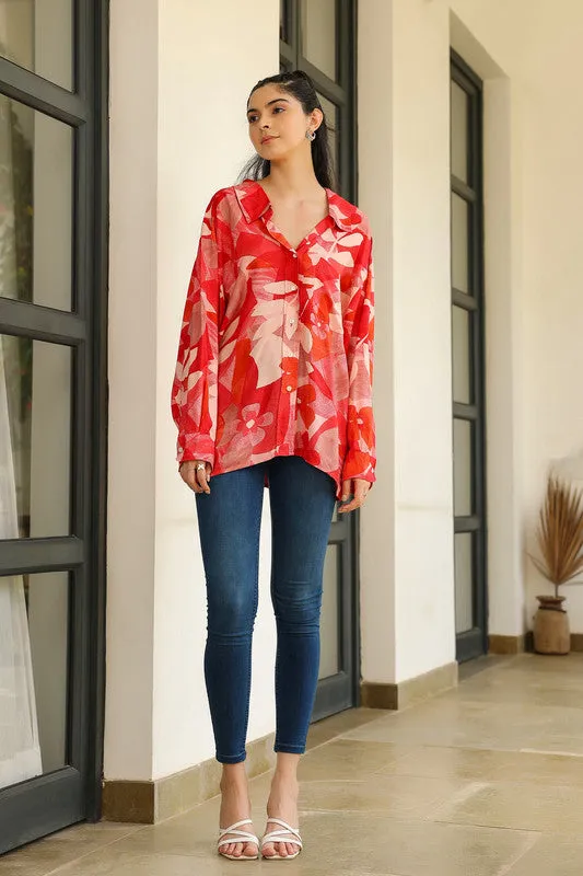 Floral Flame Russian Silk Shirt