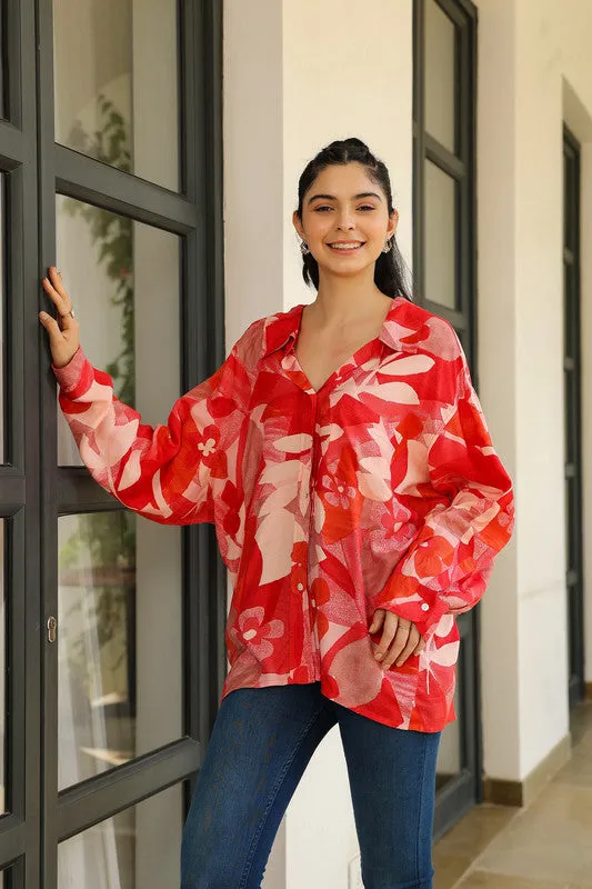 Floral Flame Russian Silk Shirt