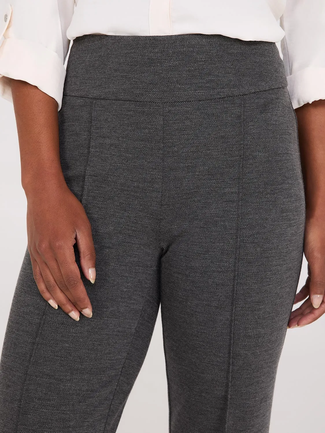 Front Pintuck Straight Leg Twill Pants