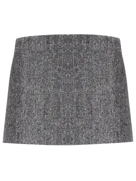 Grey Wool Blend A-line Skirt