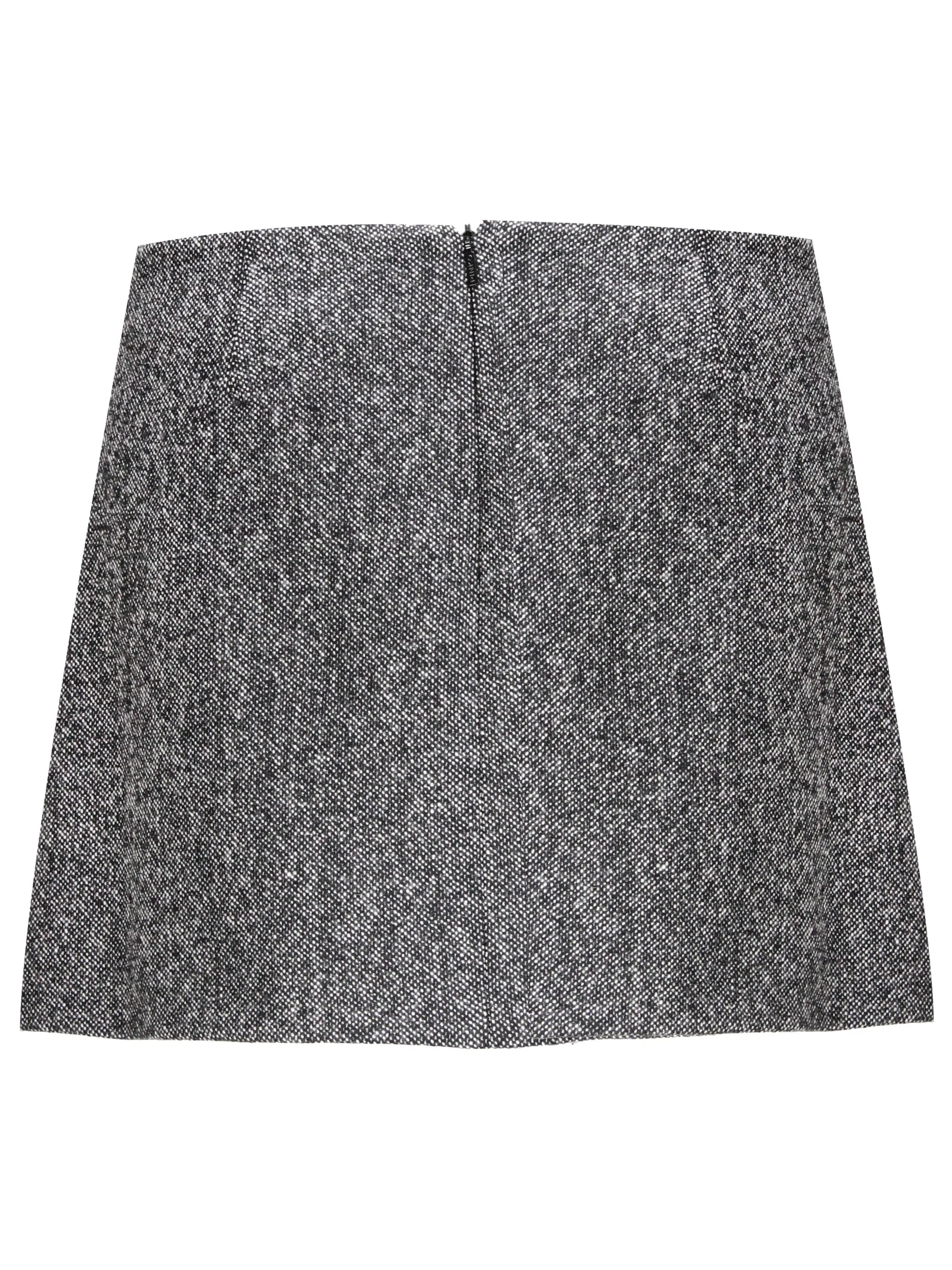 Grey Wool Blend A-line Skirt