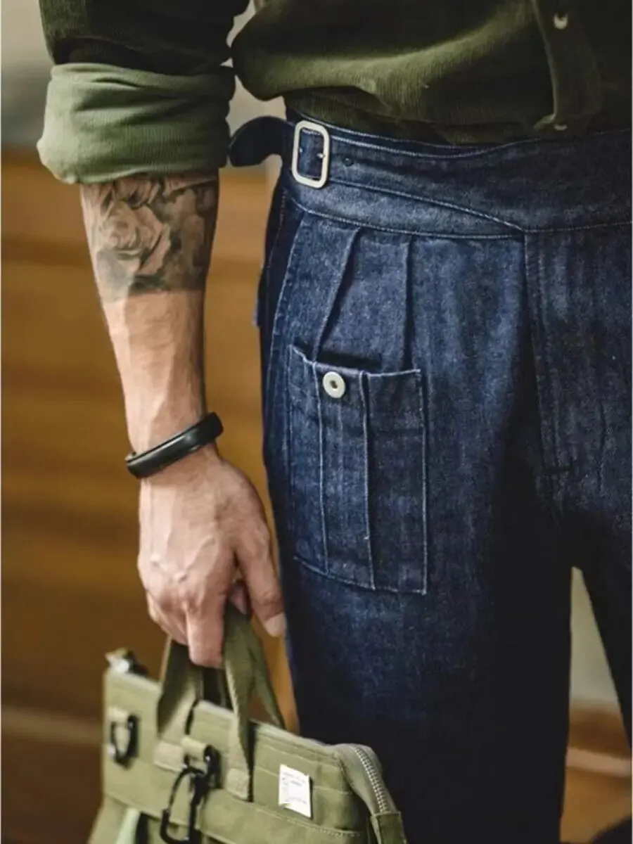 High-Waist Denim Gurkha Pants