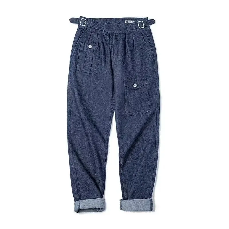 High-Waist Denim Gurkha Pants