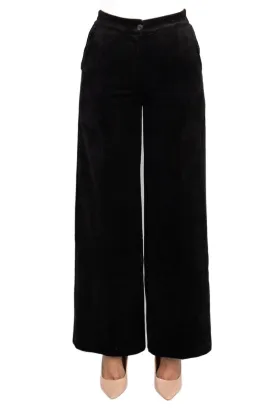 Industry elastic mid waist button and zip closure straight leg corduroy pant with pockets