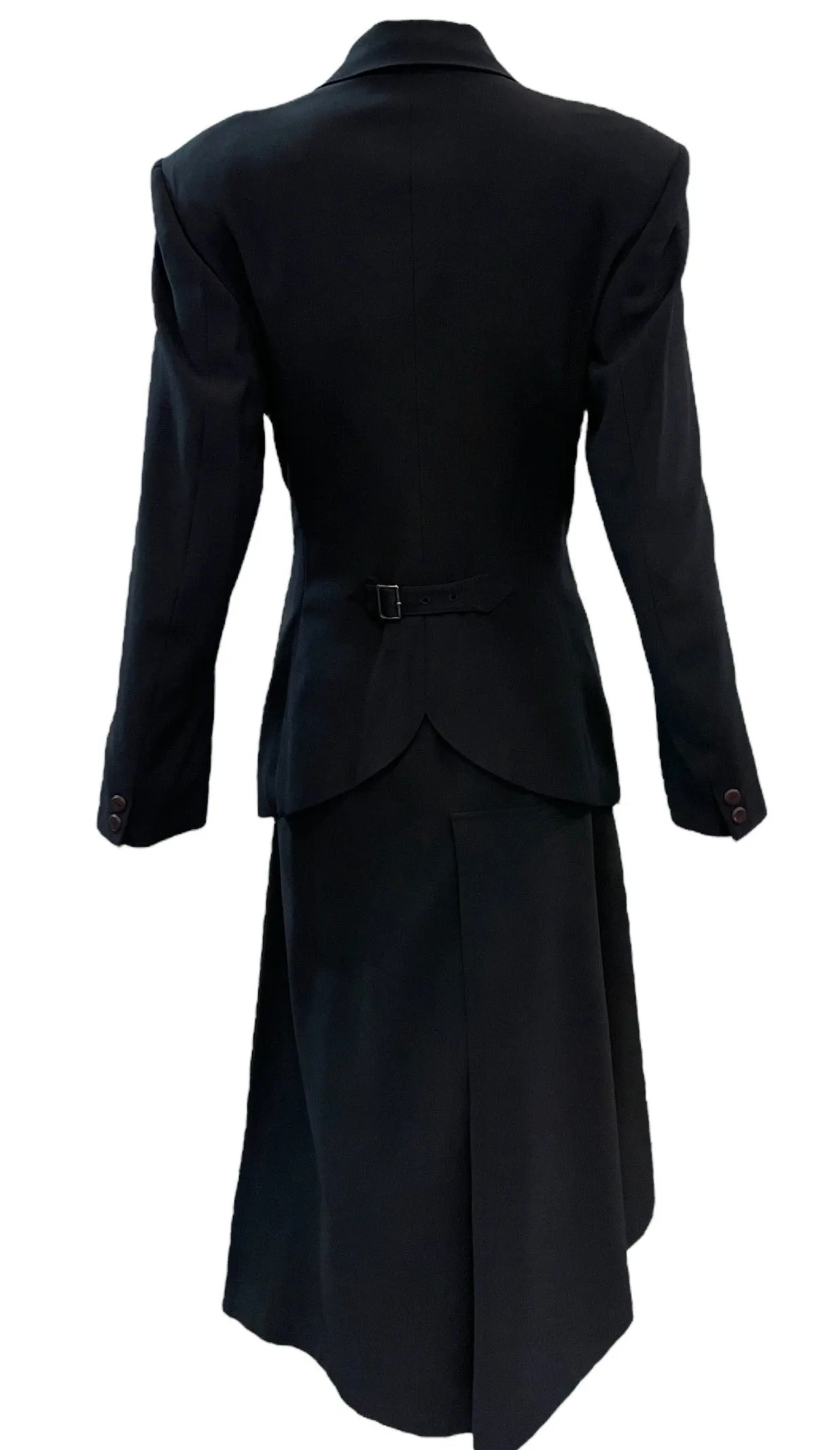 Issey Miyake 90s Black Double Breasted Rayon Skirt Suit