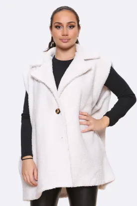 Italian Borg Collar Sleeveless Coat