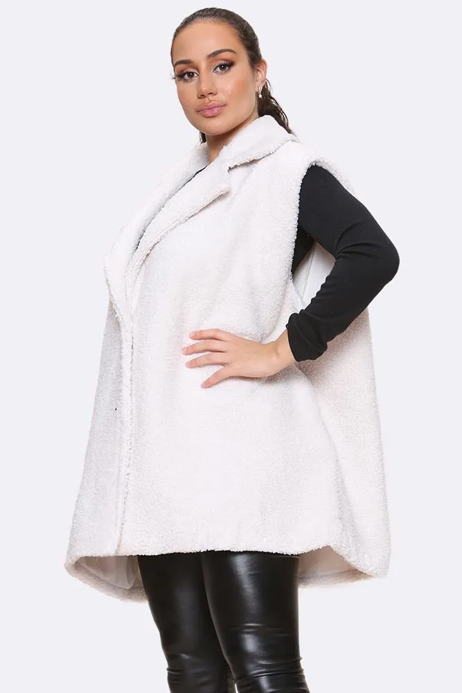 Italian Borg Collar Sleeveless Coat