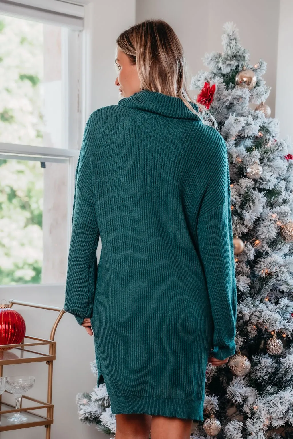 It's A Beaut Turtleneck Sweater Dress - Green - FINAL SALE