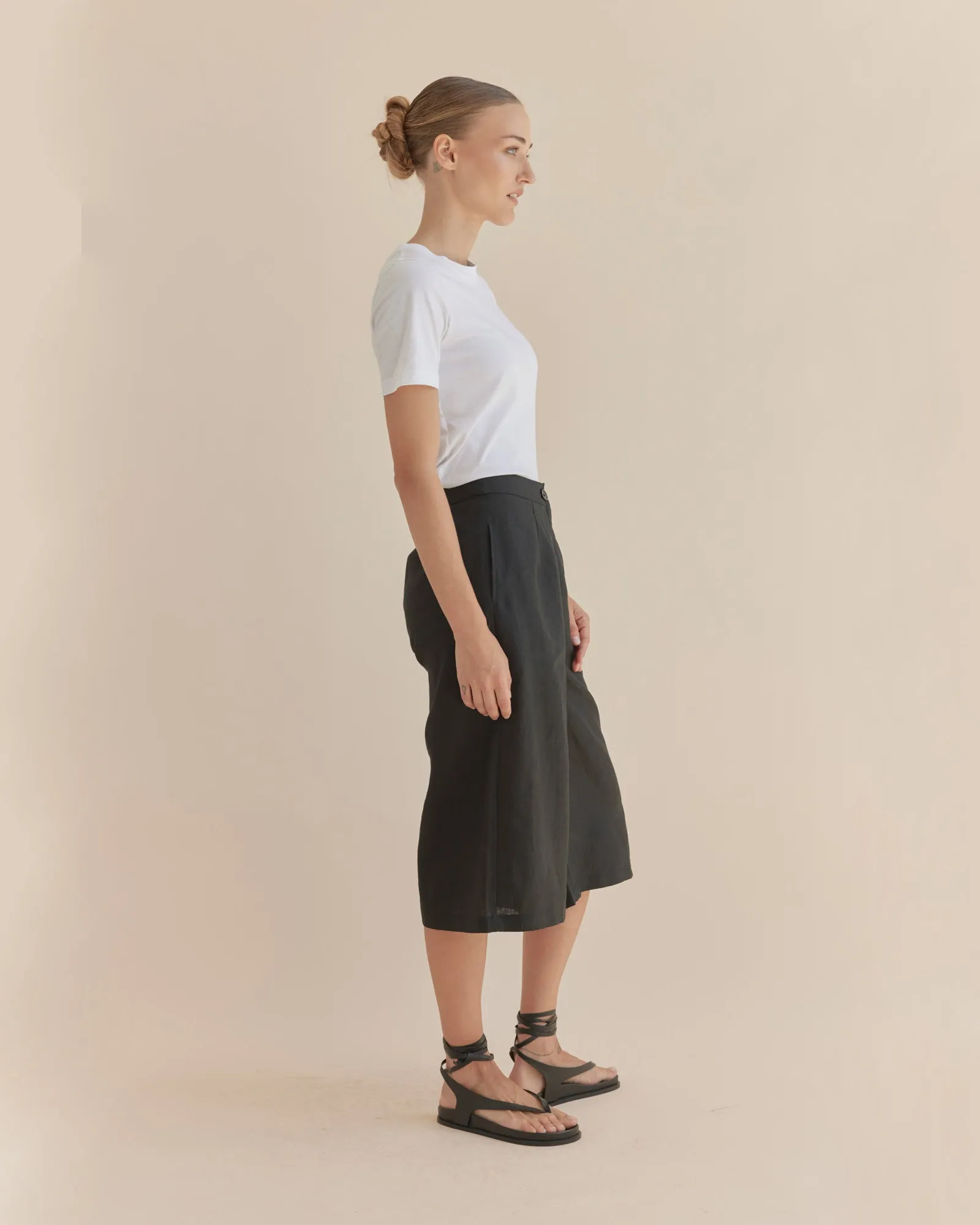 Katrina Linen Culottes - Black