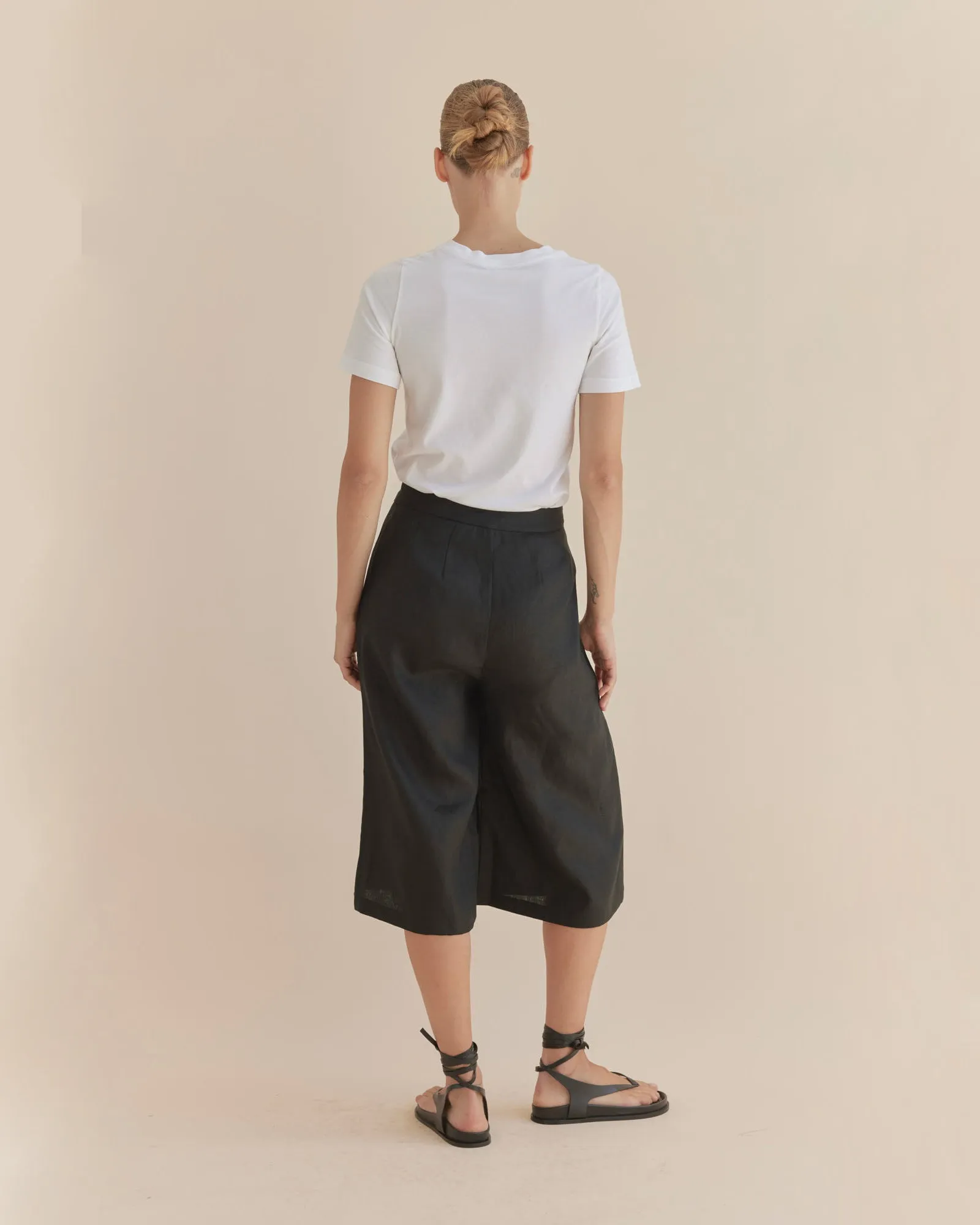 Katrina Linen Culottes - Black