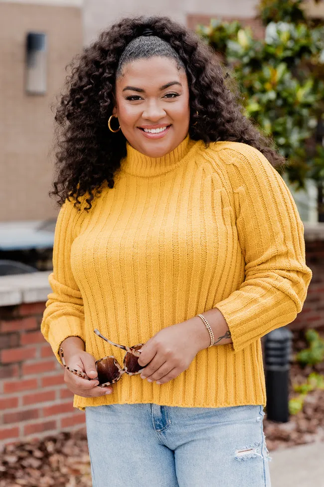 Letting You Go Mustard Chenille Turtleneck Sweater  FINAL SALE