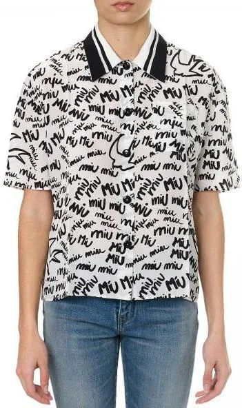 Logo Printed Silk Crepe De Chine Shirt