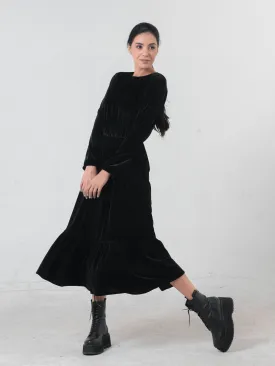 Long Velvet Dress In Black